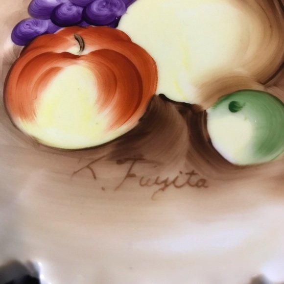 Vintage Norleans Japan Hand Painted Fruit Reticulated Plate Signed K .Fujita - Picture 10 of 10